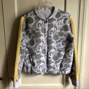 Calia Floral Burnout Spacer Bomber Jacket - Gray/Yellow